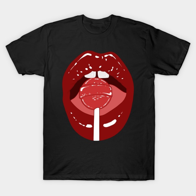 Lolipop red lips T-Shirt by SYLPAT